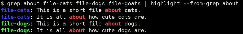 highlight from grep