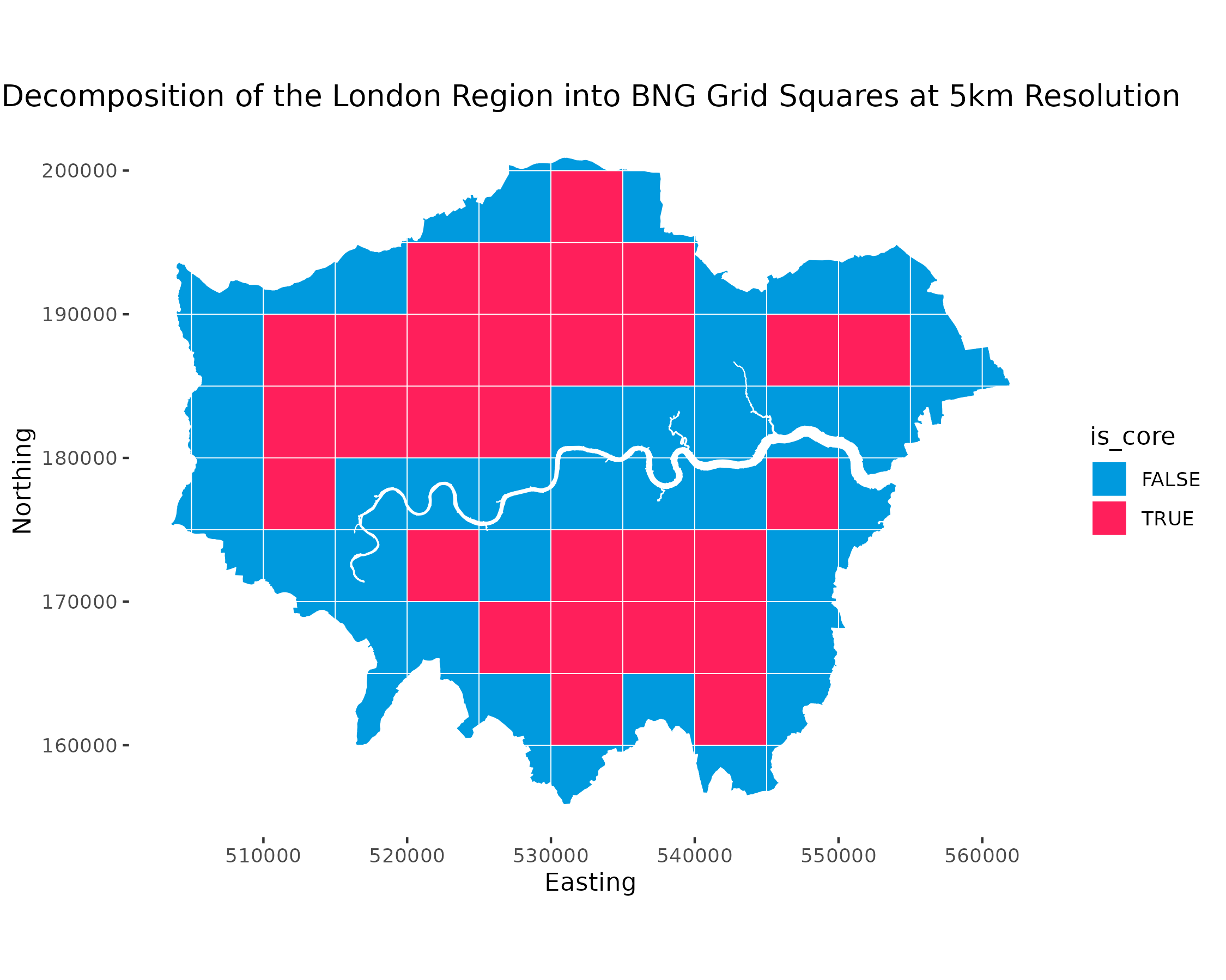 Decomposition of the London Region into BNG Grid Squares at 5kmResolution